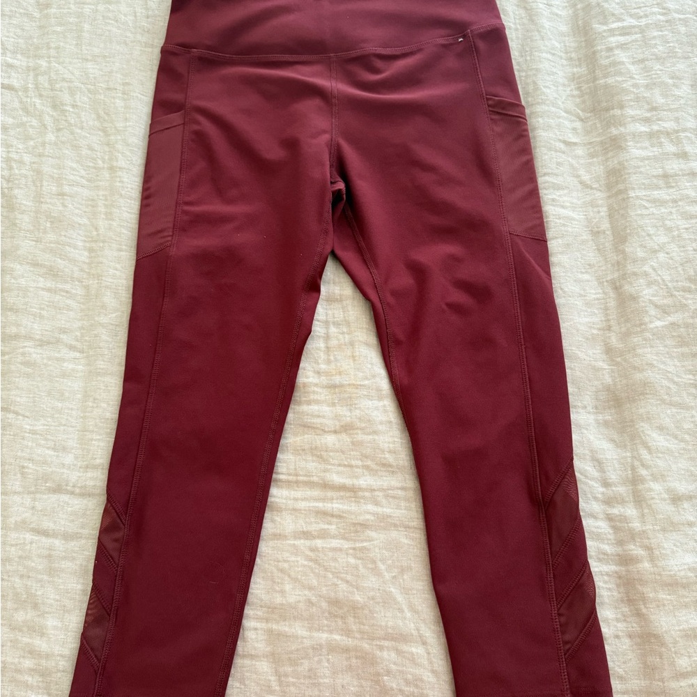 Mondetta Womens Burgundy Basket Weave Leggings